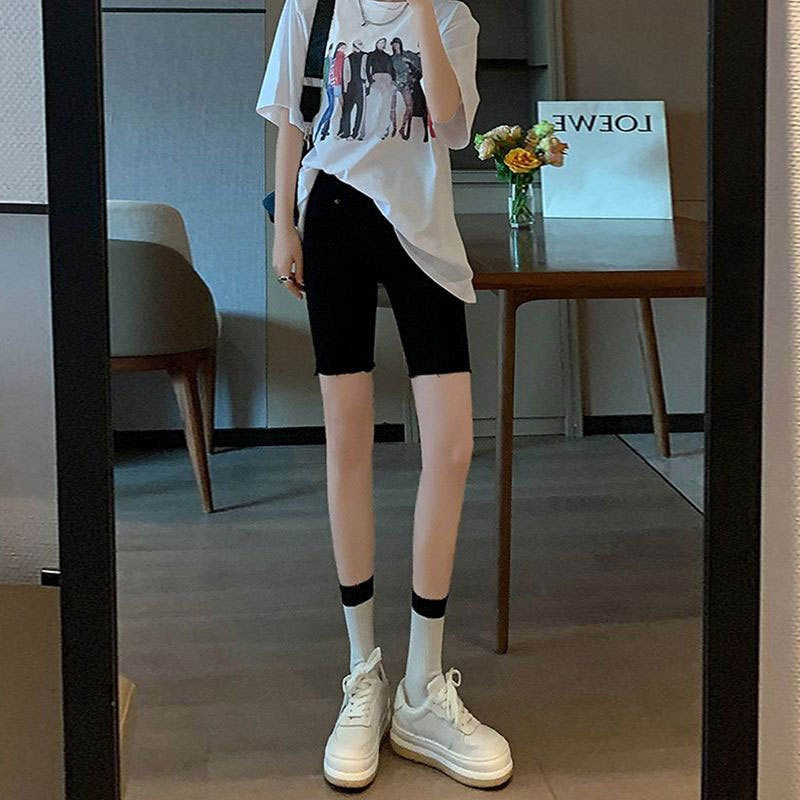 Cycling Shorts For Commute - 블랙 데님 숏팬츠 여성용 얇은 여름용