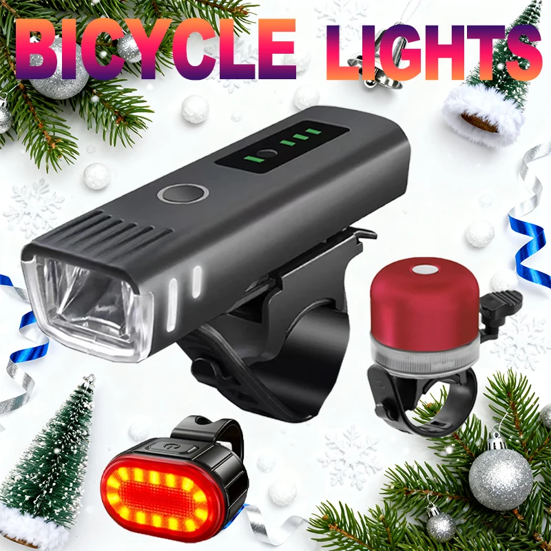 Bike Light Front Rear - 크리스마스 자전거 라이트 세트 USB 충전식