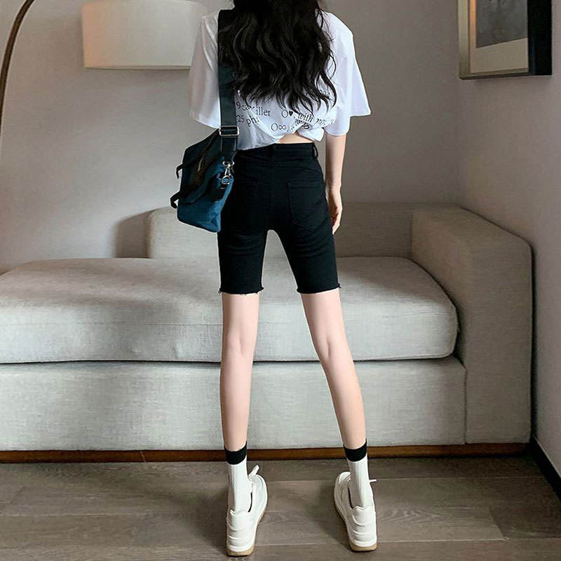 블랙 데님 숏팬츠 여성용 얇은 여름용 하이웨이스트 5부 - Cycling Shorts For Commute 리뷰 및 가격